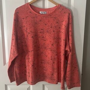 Like New - Fall Coral Floral Thick thermal Long Sleeve Knit Top Sz 3X